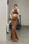 OUDE WAAG Washing Denim Fish Tail Skirt OW-23SS-SK04 reddish brown